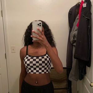small checkered crop top